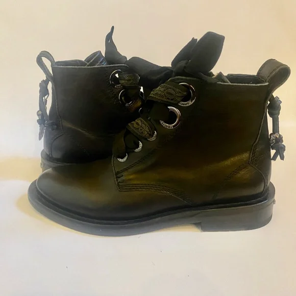 ZADIG VOLTAIRE Laureen Roma black leather Combat Boots